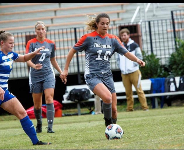 Kate Guildford in action last season for Tusculum University in the South Atlantic Conference competition. Photos: Supplied