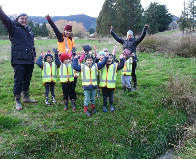 KidzWay Early Learning Centre Tapanui's Ngahere Explorers group, and teachers Denise Sanne (left)...
