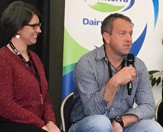 Curio Bay equity partners Lynsey and Chris Stratford address a workshop at the South Island Dairy...