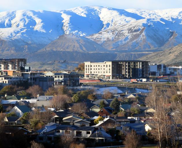 A view of Frankton’s southern end taken from Kelvin Heights last week, showing high rise hotel buildings near Queenstown Airport. Photo: Craig Baxter