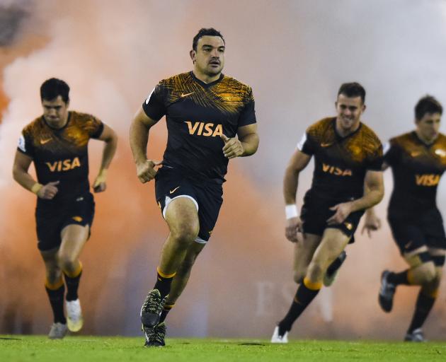 Agustin Creevy of Jaguares leads his team out against the ACT Brumbies. Photo: Getty Images 