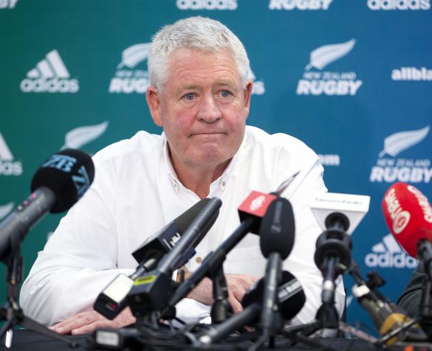 Steve Tew at a press conference to announce his upcoming departure. Photo: Getty Images 