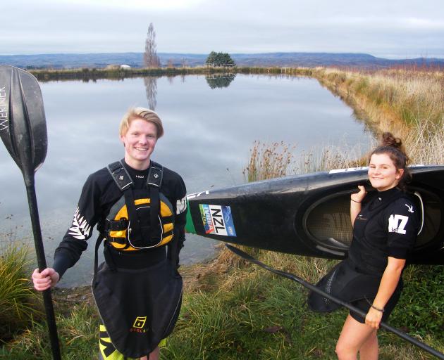 Central Otago kayaking hotshots Nick Collier and Lotte Rayner prepare to hit the water for...