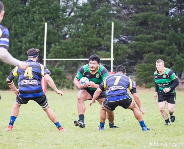 Marist No 8 Pasillo Tosi goes forward in his side's match against Blues in Invercargill on...