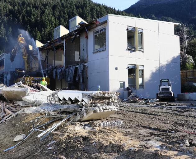 Queenstown’s Wakatipu High School becomes just a pile of bricks on the floor. PHOTO: PAUL TAYLOR 