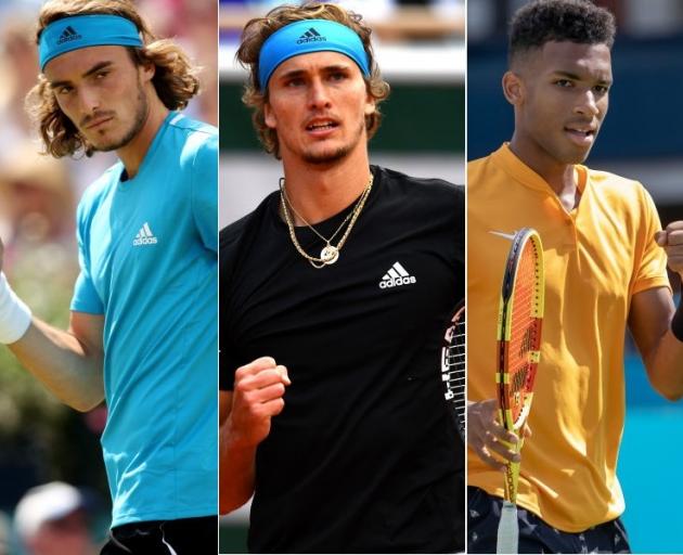 A new tennis rivalry including (from left) Stefanos Tsitsipas, Alexander Zverev and Felix Auger-Aliassime could bring men's tennis into a new phase. Photos: Getty Images