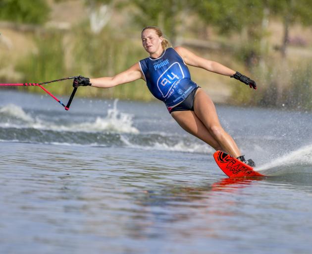 Mount Aspiring College pupil Meg Harraway competes in the junior world waterskiing championships in Spain last year. Photo: Supplied