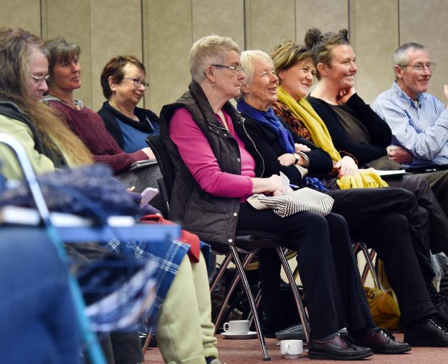 About 60 people attended a talk on art and writing in the Dunedin Public Library where art lecturer Ed Hanfling (right) was one of the speakers. Photos: Peter McIntosh