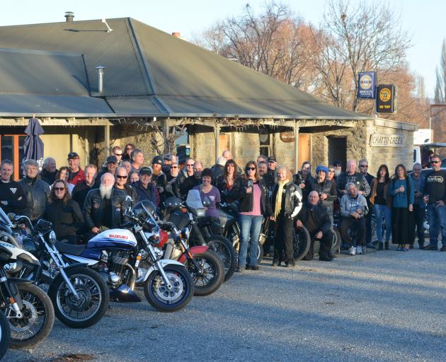Members of the Chatto Creek Motorcycle Club gather in Chatto Creek on Saturday for their 30-year...