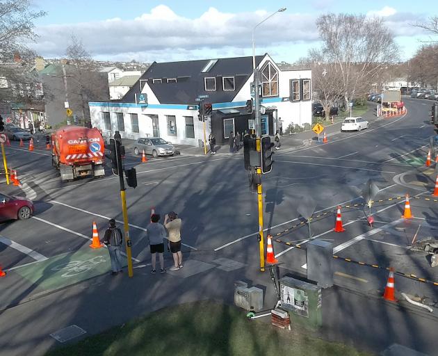 Work has started on a Barnes Dance at the Cumberland and Albany Sts intersection, one of two on Albany St. Photo: Gregor Richardson