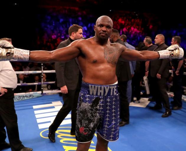 Dillian Whyte after beating Dereck Chisora late last year. Photo: Getty Images