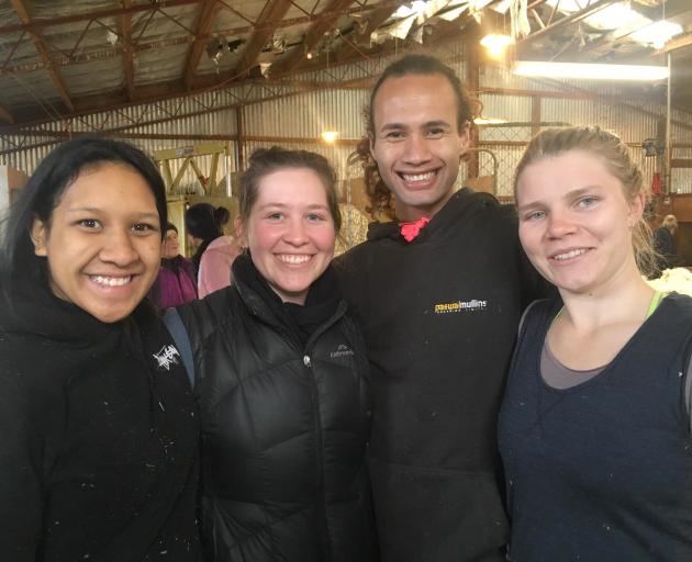 Improving their woolhandling skills are (from left) Maiangi Tamati-Sullivan (Napier), Samantha...