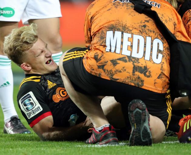 Chief player Damian McKenzie was injured against the Blues. Photo: Getty Images