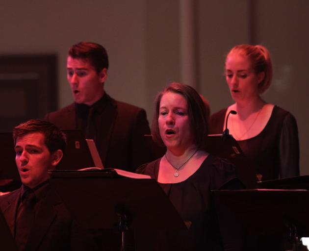 Brendon Shanks (top left) performs Passio at the Auckland Arts Festival with Voices New Zealand.  Photo: Trudie Kessick