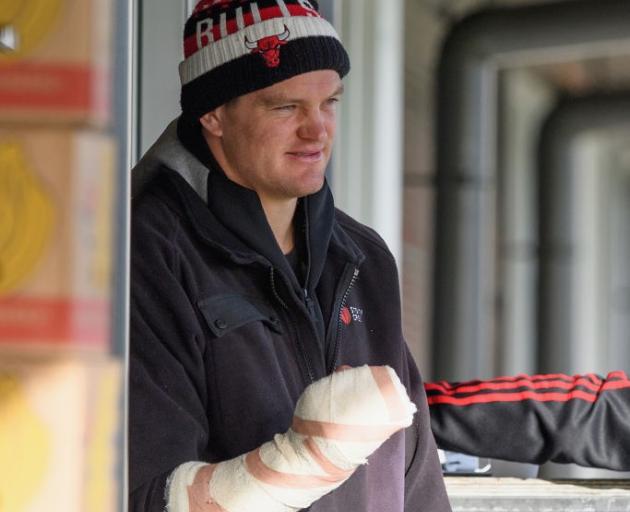 Lock Scott Barrett suffered a fractured metacarpal at the base of his index finger  Photo: Getty Images