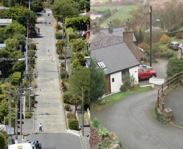 Dunedin's Baldwin St (left) has lost its title of world's steepest street to Ffordd Pen Llech in...