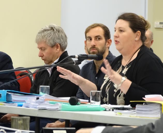 Horticulture New Zealand South Island environmental adviser Rachel McClung gives evidence at the hearing into plan change 13 yesterday. Photo: Kerrie Waterworth