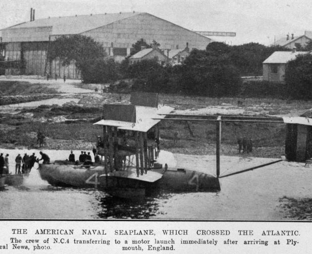The American naval seaplane N.C. 4, which crossed the Atlantic, after its arrival at Plymouth,...