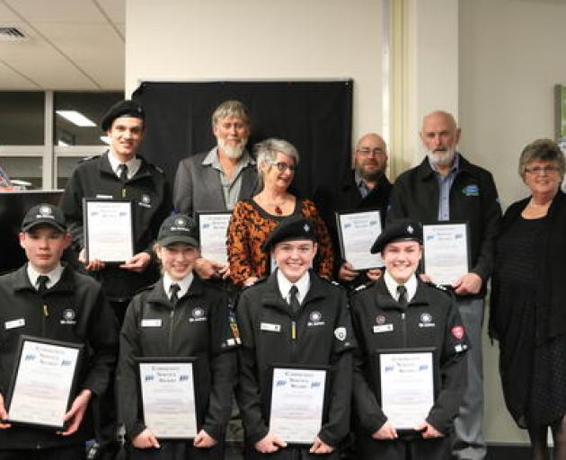 The recipients of the Malvern Community Board Community Service Awards, from left to right, back row: Samuel Ireland, Mike Davies, Carol Gurney, Craig Moody, Errol Ashby and Malvern Community Board Chair Jenny Gallagher. Front row: Bailey Inwood, Daisy Pr
