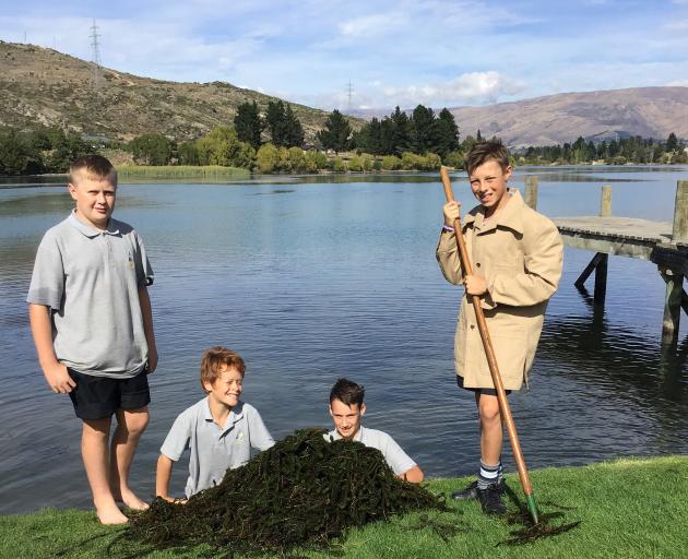 Cromwell College pupils (from left) James Watson, Willie Williams, Dylan Jones and Clay Dawson ...