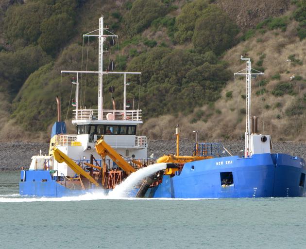 The Port Otago dredge New Era works in Otago Harbour. Photo: ODT files 