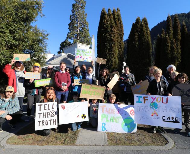 Extinction Rebellion Queenstown Lakes members arrive at the Queenstown Lakes District Council...