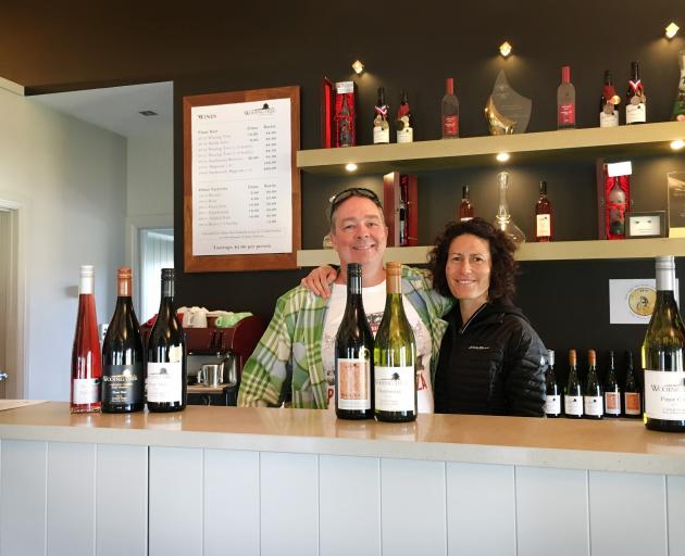 Wooing Tree owners Steve and Thea Farquharson at the vineyard's cellar door. PHOTO: SUPPLIED