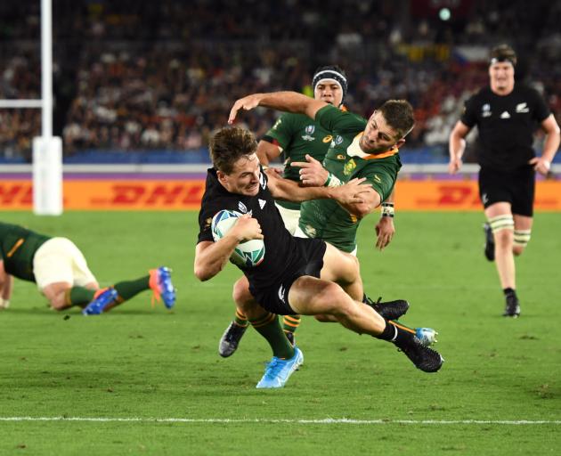  New Zealand's George Bridge scores the first try. Photo: Reuters