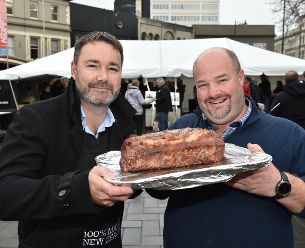 Greg McSkimming (left), livestock manager for Silver Fern Farms, and Jason Herrick, of Ag Proud,...