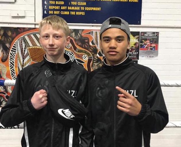 Wooston boxers Ryley Sutherland, left and Hamuera Tainui before they represented New Zealand in...