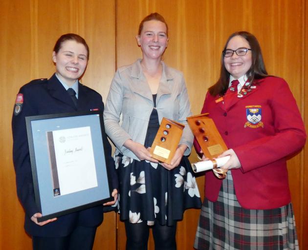 Accepting their awards in Roxburgh are (from left) Finlay Russel (17), of Clyde (Youth, highly...