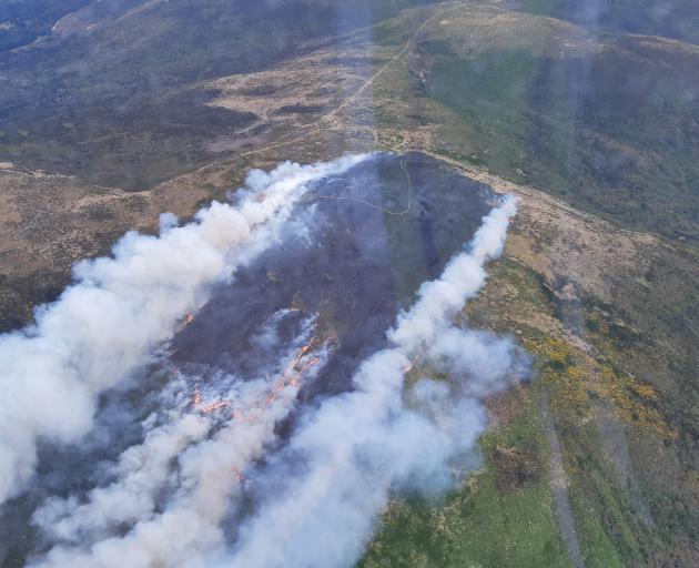 An aerial image taken of the fire near Flagstaff today. Photo: Fire and Emergency New Zealand