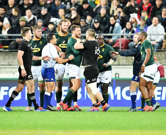 Heavy hookers Dane Coles and Malcolm Marx square off in July in Wellington. Photo: Getty Images 