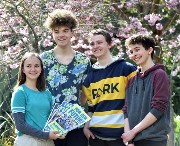 Logan Park High School pupils Linea Simons (17), Abe Baillie (17), Finn McKinlay (18) and Zak...