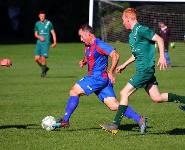 Mid Canterbury United striker Luke Martin bagged two goals on Saturday and was a sharp shooter all season. Photo: Doug Bovett