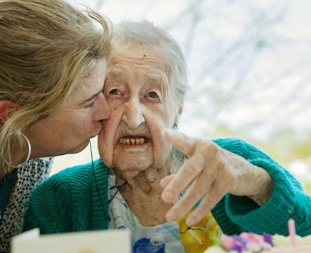Nina Brown enjoyed cake and tea with diversional therapist Lisa McLean and her friends at her...