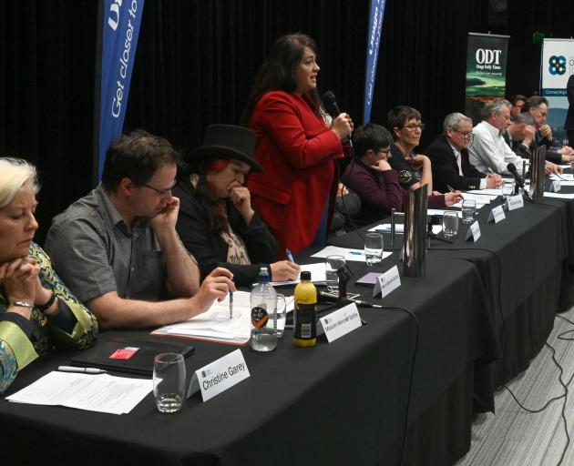 Dunedin mayoral candidates making their pitch at yesterday's Dunedin Mayoral Forum are (left to...