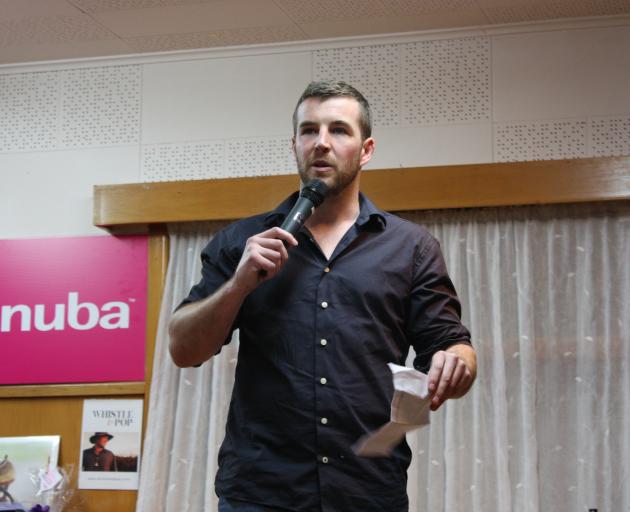 Sam Robinson shared his own story with the crowd at the Kurow Hotel. PHOTO: GUS PATTERSON