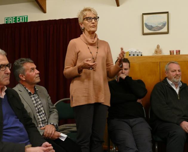Council candidates look on as incumbent councillor Penny Clark makes her pitch to Glenorchy...
