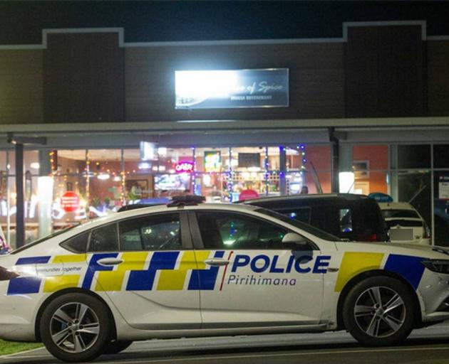 Police on the scene of the incident outside House of Spice in Rotorua. Photo: NZME