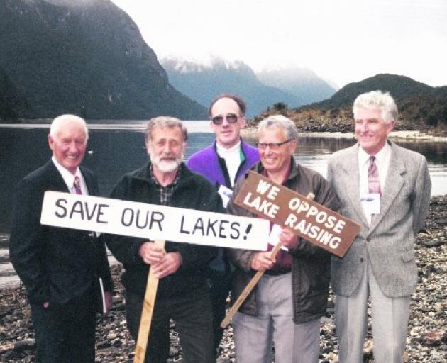 Five of the six original Guardians of Lake Manapouri, Monowai and Te Anau (from left) Wilson...
