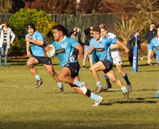 Siua Maile runs the ball up for his Shirley club in Christchurch Photo: Shirley RFC / Rachel Briggs Photography