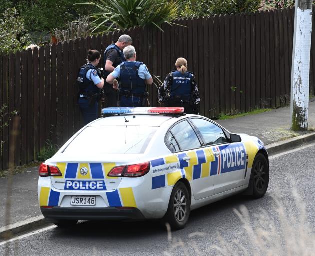 Armed police gather on Somerville St in response to an alleged assault on Saturday afternoon....