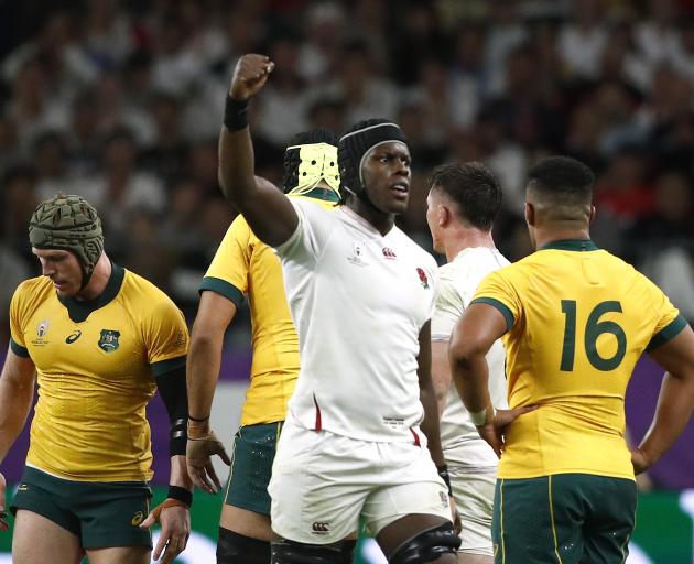 Maro Itoje celebrates England's big win over Australia. Photo: Reuters