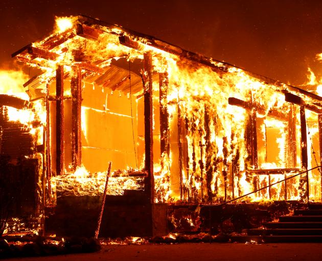 The wind driven Kincade fire burns near the town of Healdsburg, California. Photo: Reuters