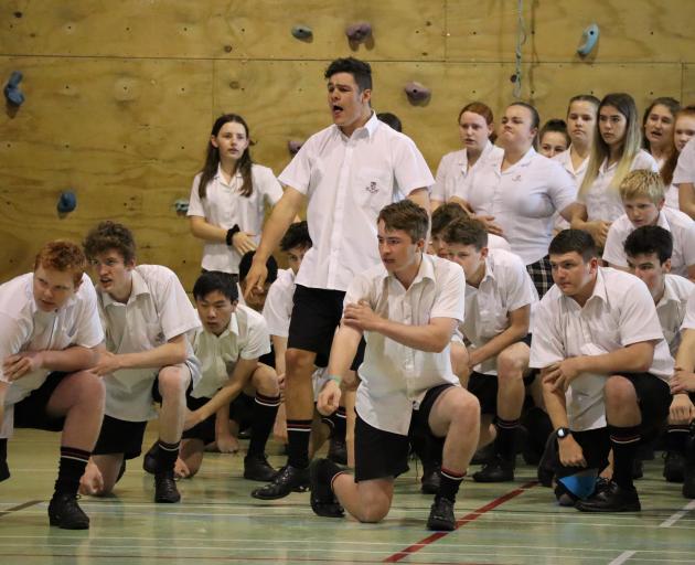 Mr Saxon is greeted with a haka.