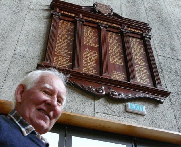 Tapanui RSA president Colin McDonald views one of the West Otago Community Centre's war honours...