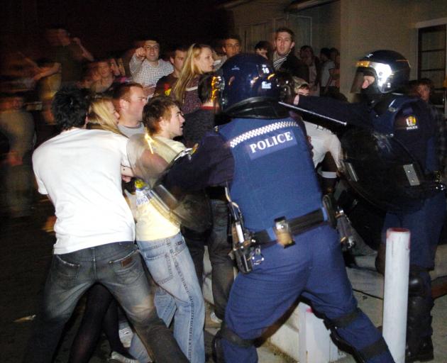 Revellers clash with police following the Undie 500 in 2008. PHOTO: GERARD O’BRIEN