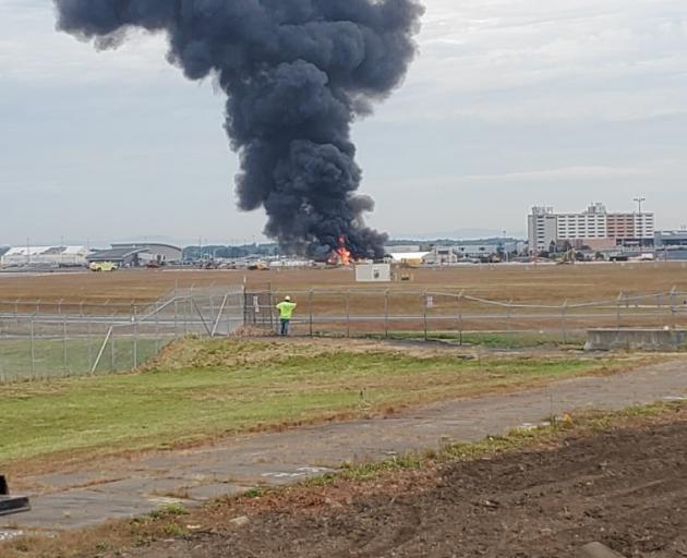 Smoke rising from the crash site. Photo: Twitter/@IaffS15