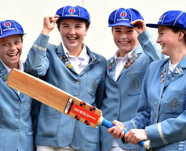 St Hilda's Collegiate and Otago Sparks foursome (from left) Eden Carson (18), Emma Black (18), Molly Loe (16) and Olivia Gain (17) look ahead to the season. Photo: Peter McIntosh